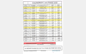 Calendrier 1ère phase
 U 10